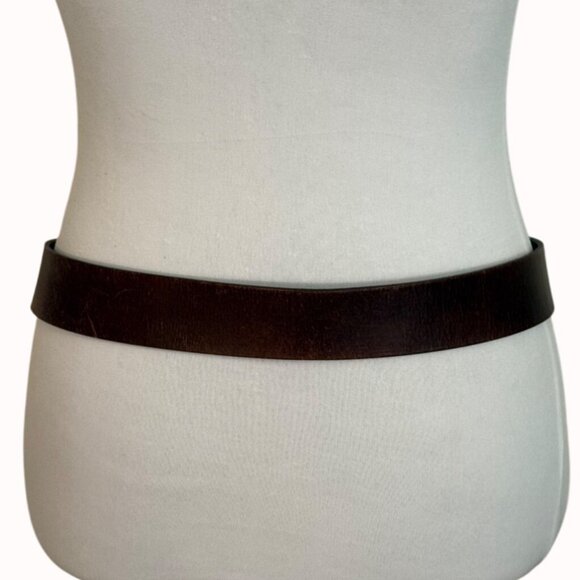 Simply Vera Wang Leather Belt Size M Brown Double Prong VTG Military Style Rare - Picture 3 of 16